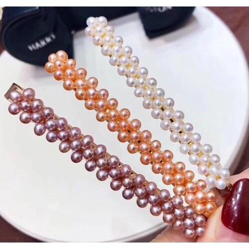 Handmade Pearl Barrettes 100% Genuine Pearl Hair Pin Elegant Design For Lady/Women Bobby Pin Wholesale White/Pink/Purple