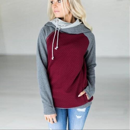 Autumn Winter Women Hoody Sweatshirt Color Matching Harajuku Zipper Long Sleeve Fleece Hoodies European American Pullover Female
