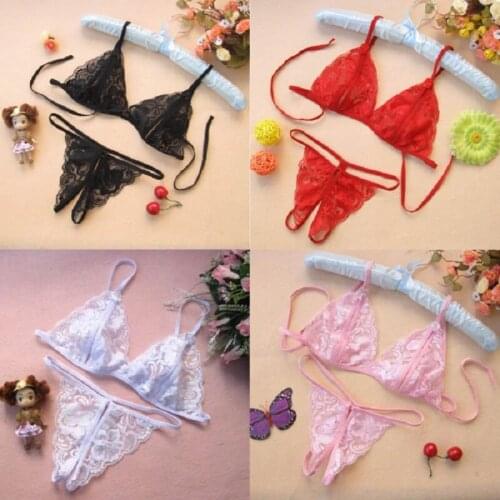 4Color Women Sexy Lingerie Underwear Set Sexy Lace Transparent Bra G-String lenseria sexy mujer