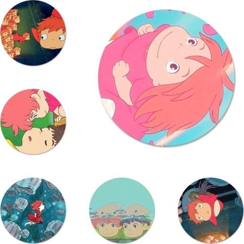 Ponyo Icons Pins Badge Decoration Brooches Metal Badges For Clothes Backpack Decoration 58mm