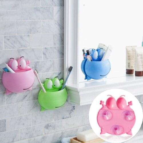 Frog Shaped Cartoon Wall Stick Paste Organizer 1 PCS Bathroom Accessories Strong Suction Toothbrush Holder Toothbrush Rack