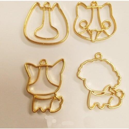 10 pcs/lot All kinds of pet dogs Metal Frame Pendant Gold Charm Bezel Setting Cabochon Setting UV Resin Charm