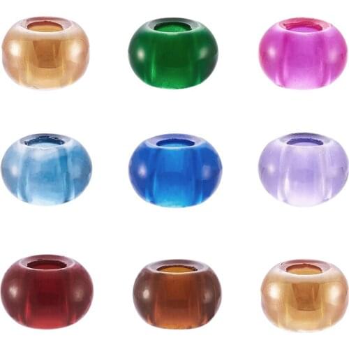 100pcs 15x10mm Glass European Crystal Jewerly Loose DIY Beads, Large Hole Beads, No Metal Core, Rondelle, Mixed Color, hole: 5mm
