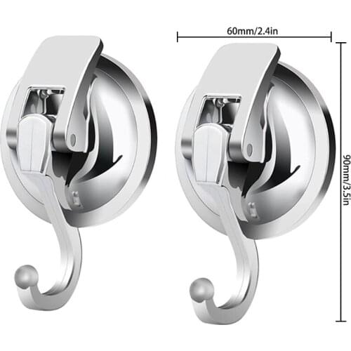 Multifunction Heavy Duty Coat Hook Punch-free Modern Silver Suction Cup Vacuum Hook Kitchen Single Utility Hooks 2 Pcs