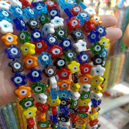 30pcs 12mm Evil Eye Lampwork Beads DIY Loose Spacer Mix Color Five-pointed Star Handmade Lampwork Bead For Jewelry Making