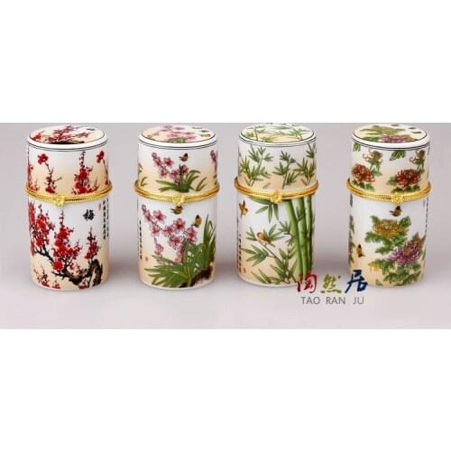 Wholesale 4PCS Chinese style home creative ceramic tableware toothpick box cans Ceramic toothpick holder
