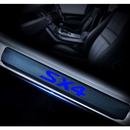 For Suzuki SX4 Car Door Sill Protector 4D Carbon Fiber Sticker Scuff Plate Door Entry Guard Car Accessories 4Pcs