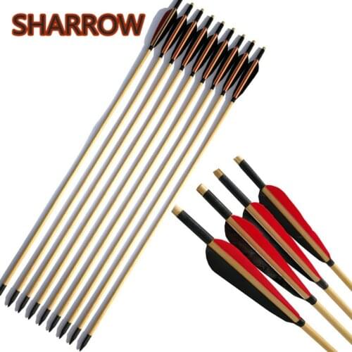 6/12Pcs 31" Archery Wooden Arrows Wood Shaft Handmade 5" Turkey Feather Wood Arrow For Bow Hunting Shooting Targets Accessories