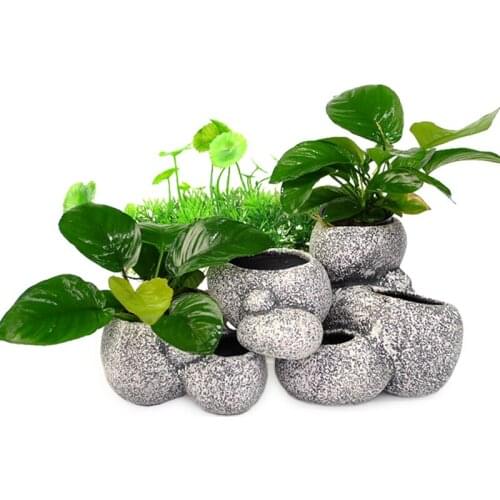 Aquarium Plant Bonsai Stone Pot Fish Tank Stone Cave Decoration For Fish Breeder Bonsai Shelter Filter