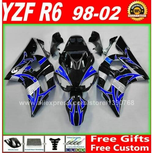 White blue Fairings set for YAMAHA R6 1998 1999 2000 2001 2002 body parts kit 98 99 00 01 02 fairing kits OP2S