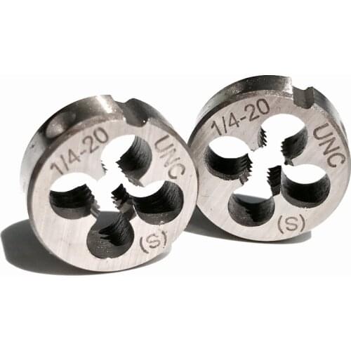 Free shipping of 2PCS of alloy steel made UNC/UNS/UNEF manual dies 1/4"-20-24-27-28-32-36-40 for hand threading metal workpiece