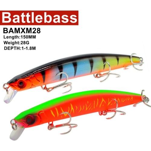 BATTLEBASS 150mm Minnow Big Lure 28g Sea Fishing Bait Wobblers Plastic Lures Saltwater Swimbait Fishing Tackle BAMXM28