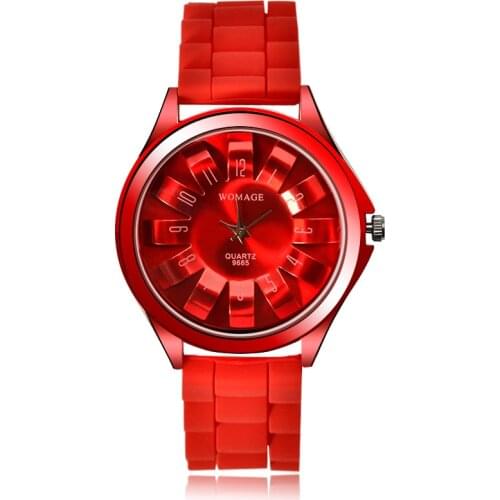 Womage Fashion Brand Watches Women Watches Casual Ladies Watches Fashion Sport Jelly Rubber Band Watches Quartz Wristwatches