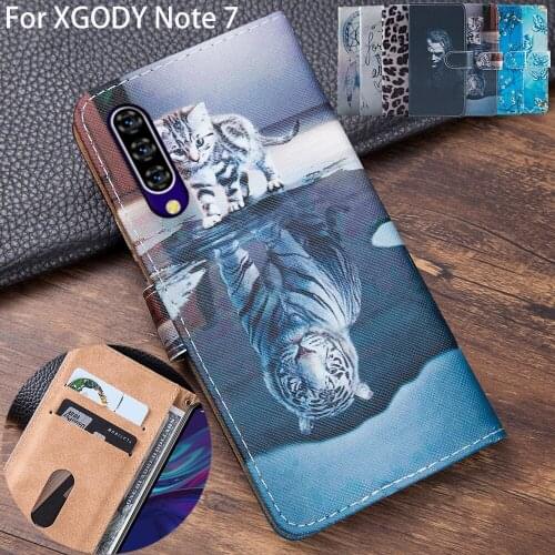 XGODY Note 7 cute cat wallet Case Flip Book style Cover For XGODY Note7 3D Embossing Cartoon Patterned flower Case coque