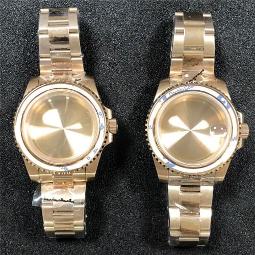 Stainless Steel Watch Case+Strap Kits Sapphire Glass Flat Mirror/Magnifying Glass Shell Belt for NH35/NH36 Movement