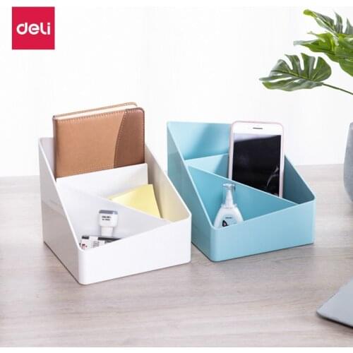 Deli Papeleria Desktop Minimalist Storage Box Stationery Sorting Separation Large Capacity Storage Box School Office Supplies