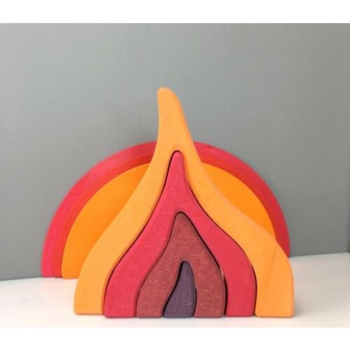 Wooden Rainbow Building Blocks Toys Stacking Game for Kids Children Learning Toy