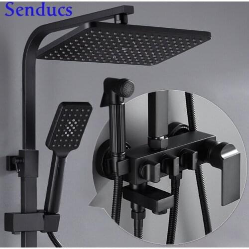 Electroplated Silver Black Gold Smart Thermostatic Bathroom Shower System Wall Mounted Matte Black Knob Shower Jet System