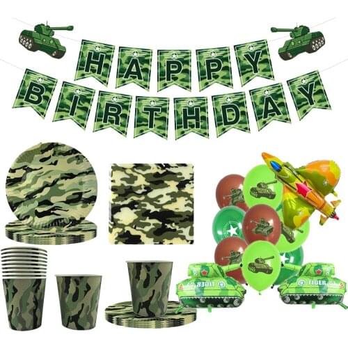 Camouflage Party Decorations Tableware Latex Balloons Army Military Theme for Wedding Baby Shower Birthday Party Favor Supplie