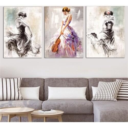 Canvas Dancing Girl French Style Oil Painting Modern Printed Vertical Canvas Prints Dropshipping Home Decor Wall Painting Art