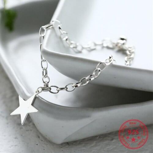 Korea New Style Silver 925 Jewelry Simple Fashion Chic Pentagram Bracelet Female Jewelry
