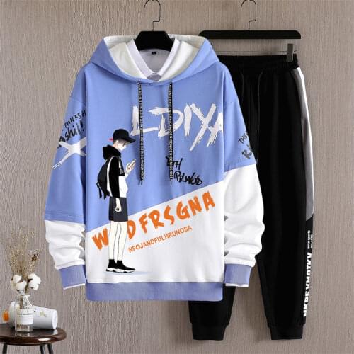Spring Autumn Mens Sets Korean Fashion Hoodies+Sweatpants 2 Piece Sets Tracksuit Sets Streetwear Men Clothing Jogger Sets Men