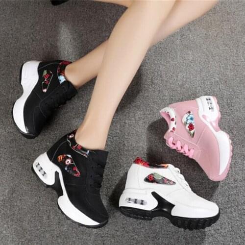 Spring Trendy Shoes Woman High Top Sneakers Women Platform Ankle Boots Basket Femme Chaussures Femmes Height Increase Shoes