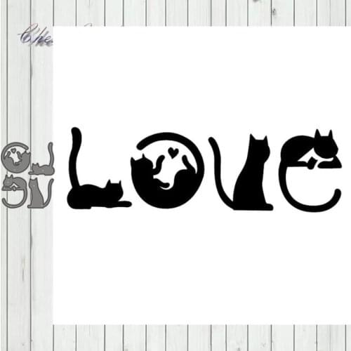 Metal Cutting Dies Cat shape LOVE Stencils Die Cut for DIY Scrapbooking Album Paper Card Embossing