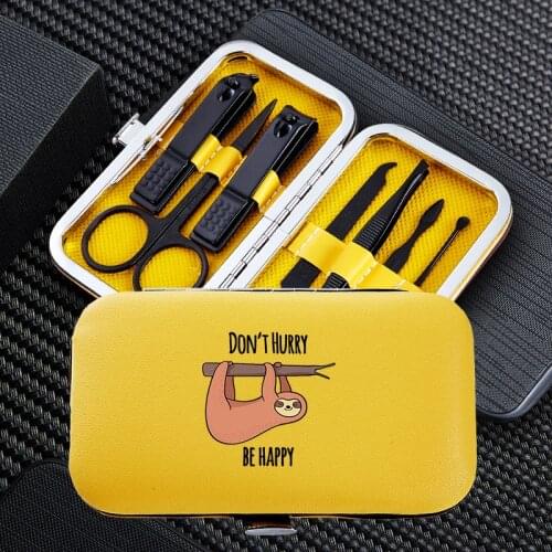 Cute Cartoon 7pcs Manicure Nail Clipper Sets Family Travel Stainless Steel Trimmer Clippers Cutter Scissors Accessories Tools