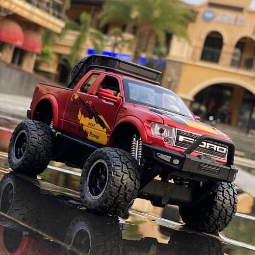 1:32 Ford Raptor F150 Alloy Car Model Diecast Metal Toy Modified Off-Road Vehicle Car Model Simulation Sound Light Kids Toy Gift