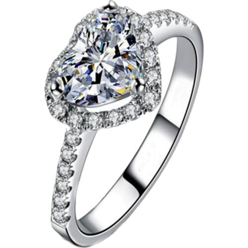 Fashion Jewelry Ring Heart Shape AAA CZ Crystal Wedding Rings for Women Romantic Gift Z