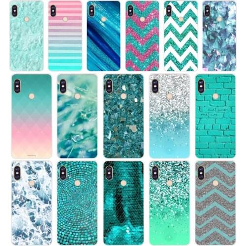 211H Fashion Aqua Silver Green Mint Soft Silicone Tpu Cover phone Case for xiaomi redmi 6 pro 5 plus note 6 pro 4 4x mi 8
