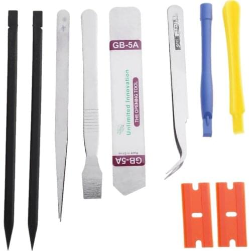 Alloet 10pcs in one Set Mobile Phone Repair Tools Kit LCD Screen Opening Screwdrivers Pry Disassemble Tool Set for smart phones