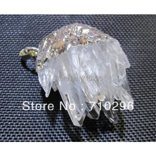 Wholesale 10pcs/lot Natural Clear Quartz Crystal Drusy Cluster Point Geode Druzay necklace pendant