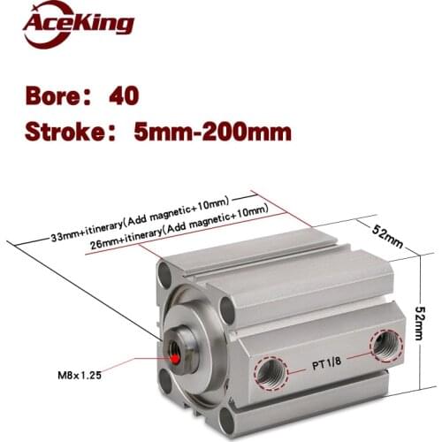 Magnetic pressure pneumatic components SDA SDA40x5x10x15x20x25x30x35x40x45x50 - SB thin cylinder piston push rod SDA40x50