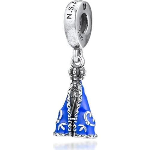 Blue Enamel Loyal Prayer 925 Sterling Silver Pendants DIY Charms for Jewelry Making Fashion Women Charms for Chain Bracelets