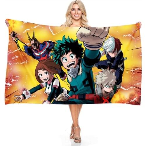 Popular Anime My Hero Academia Beach Towel Bath Towels for Children Boys Girls Microfiber Rectangular Cartoon Camping Towel Gift