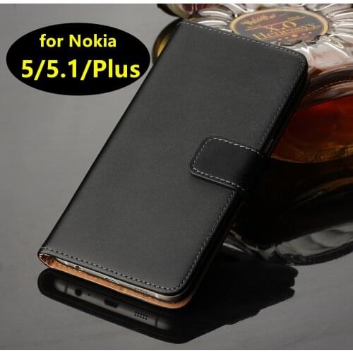 Premium PU Leather Case for Nokia 5.1 Plus Wallet Holster Protective Shell Magnetic Buckle Cover Case for Nokia 5 5.1 GG