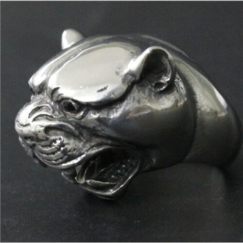 Drop Ship Size 8-14 Cool Real Big Heavy Leopard Ring With Crystal Eye 316L Stainless Steel Man Fashion Vintage Leopard Ring