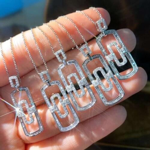 Luxury Wild Pendant Female Geometric Rectangular Couple Necklace for Men and Women Exaggerated Clavicle Chain Pendant