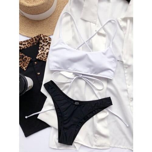 Sexy Push Up Bikini Set High Waist Swimwear Women Swimsuit Biquini Beachwear Cross Belt Bathing Suits Summer Bikinis