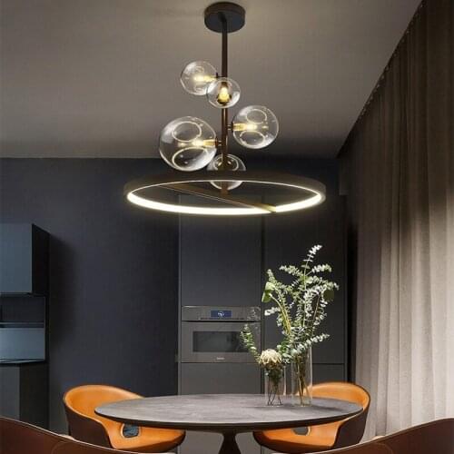 Nordic Pendant lamp Led Circle Ceiling Hanging Chandelier Black LED Dining Room Bedroom Corridor Lighting Ceiling Decoration