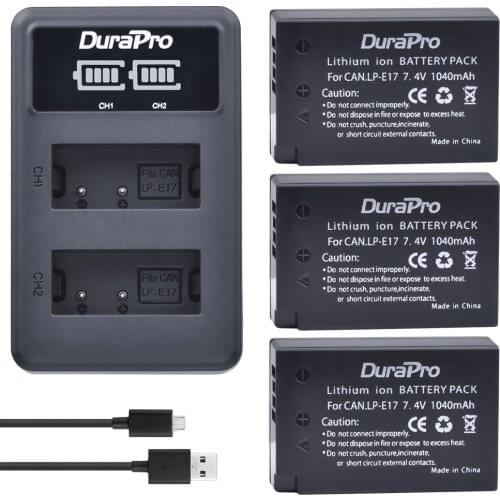 3pc Replacement Battery for Canon LP-E17 LPE17 LP E17 + LED USB Charger for Canon EOS Rebel T6i 750D T6s 760D M3 EOS 800D 8000D