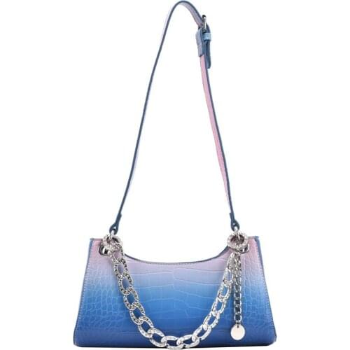 New Style Leather Baguette Bag Womens Fashion Gradient Color Shoulder Crocodile Bags Designer Luxury Ladies Party Handle Bags