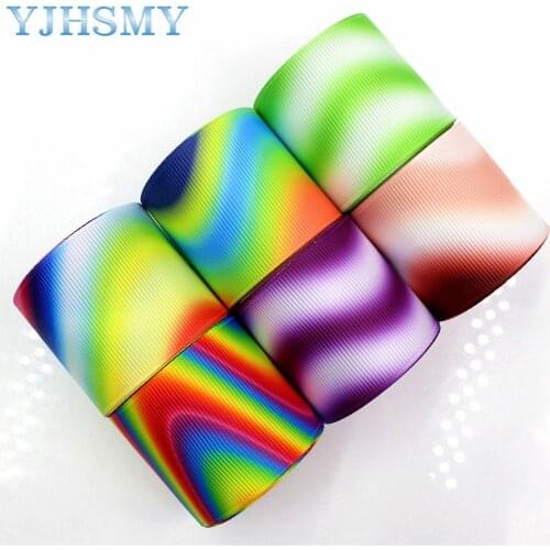 YJHSMY 176012 10 yards 38mm Colorful ripples ribbons thermal transfer lattice wedding accessories DIY handmade materials