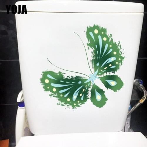 YOJA 20.3X20.7CM Creative Cartoon Kids Rooms Decoration Green Butterfly WC Toilet Decals Home Wall Sticker T1-2196