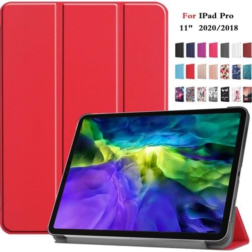 For IPad Pro 11 2nd Generation 2020 Color PU Leather PC Back Ultra Slim Light Weight Trifold Folding Smart Case For IPad 11 2018