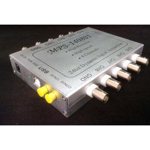 USB DAQ Simultaneous 24-bit 8 channel Voltage IEPE ADC Analog 128K per signal data acquisition low noise BNC port MPS-140801