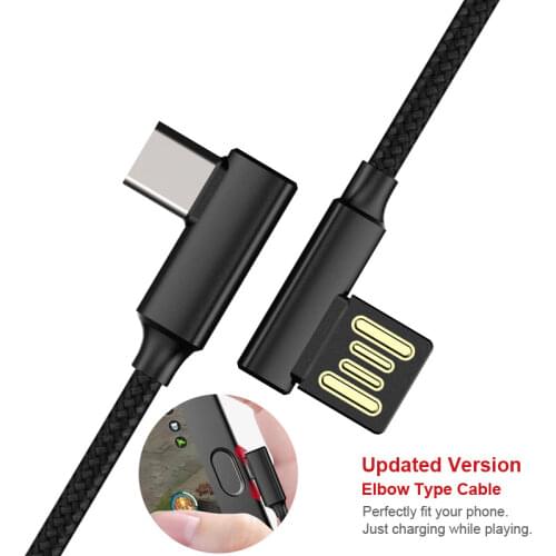 1.2M/1.8M USB Double Blind Plug 90 Degree C Bend Game Charging Data Cable Fast Type-c Line