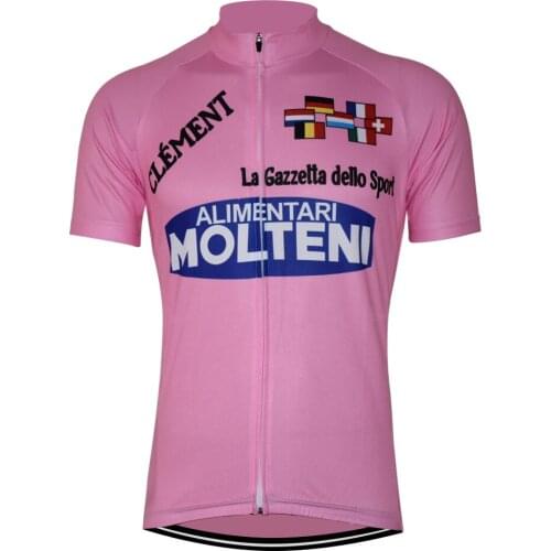 Molteni cycling jersey men clothing pro team bike wear pink retro short sleeves classic bicycle maillot ciclismo